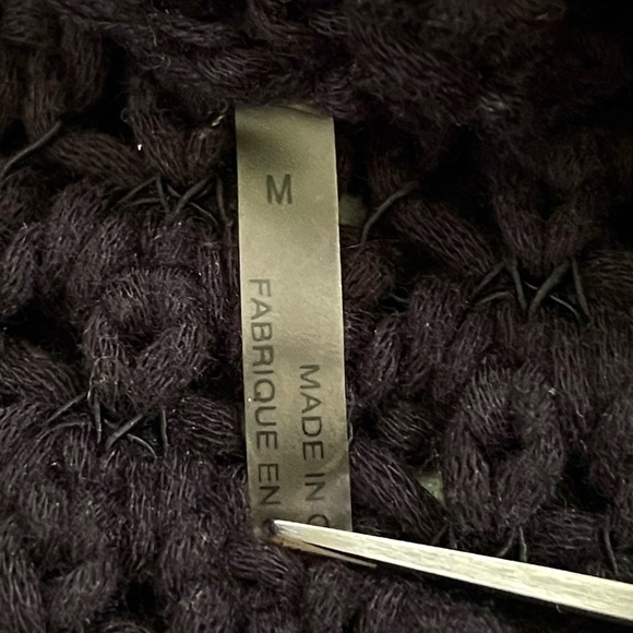 Margaret O’Leary Cotton Blend Mock Neck Open Knit Pullover Sweater Black Medium - Picture 10 of 16